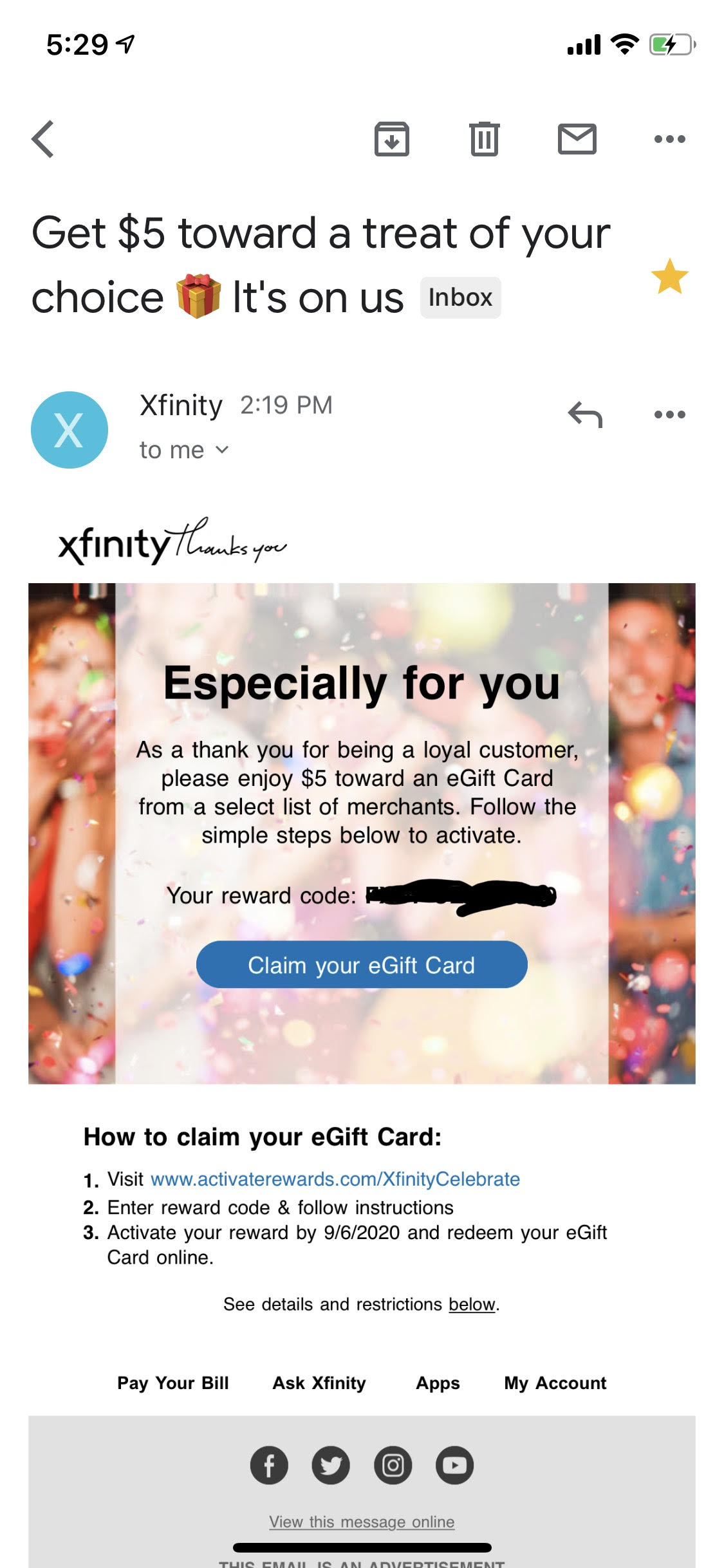 Free 5 Gift Card To Many Retailers For Xfinity Customers Ymmv
