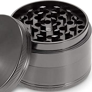 Spice Herb Grinder, 4 Piece 2.2", Premium Zinc Alloy- Ancient Silver $8.87