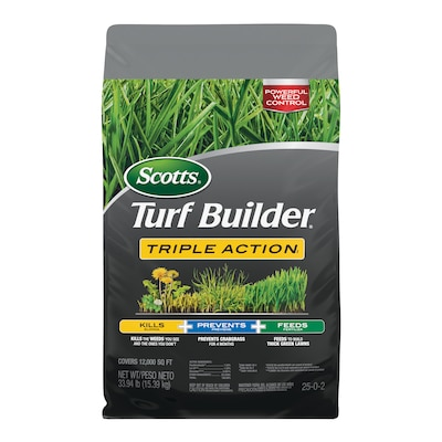 Scotts Turf Builder Triple Action1 33.94-lb 12000-sq ft 25-0-2 All-purpose Weed & Feed Weed Control Fertilizer in the Lawn Fertilizer department at Lowes.com $88.98
