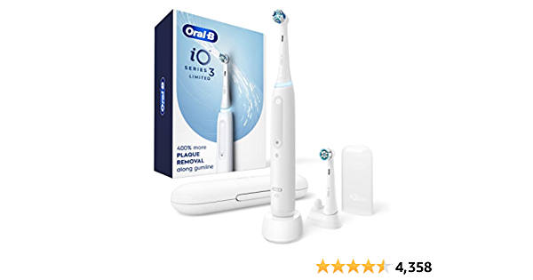 Oral-B iO Series 3 Limited Electric Toothbrush with (2) Brush Heads, Rechargeable, White - $41.25