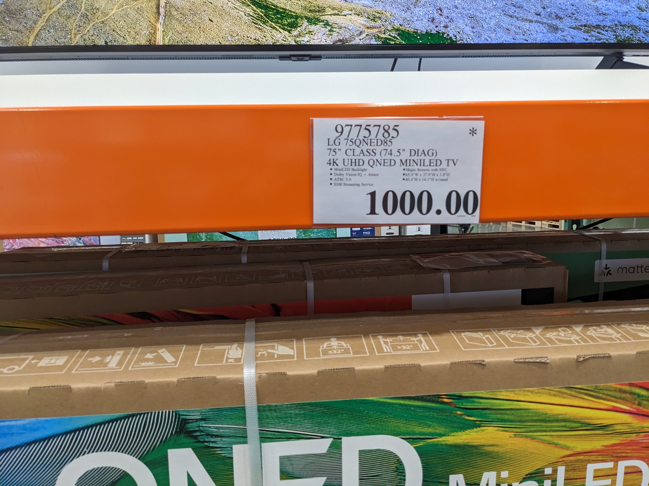 YMMV I found 75 inches LG QNED85 for $1000 in Costco ($1999 online price )