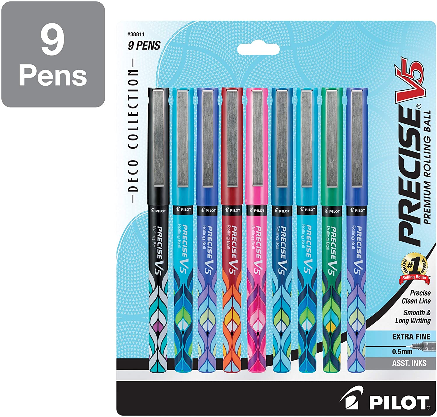 9-Pack Pilot Precise V5 Deco Collection Pens (Assorted Colors) $5