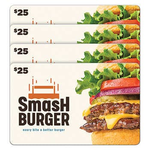 Smashburger Four Restaurant $25 E-Gift Cards ($100 Value)� | Costco $69.99