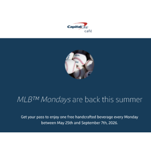 Free Drink Every Monday at Capital One Cafes is back (Until 9/7/26)