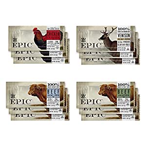 EPIC Bars, Variety Pack (Chicken, Beef, Venison), Keto-Friendly, 12 Bars $17.42 w/ Subscribe and Save