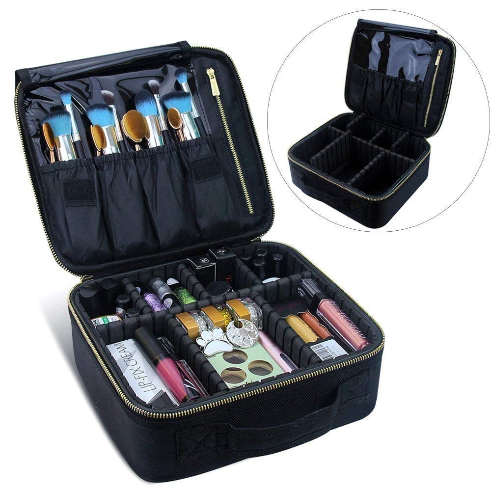Travel Makeup Bag Train Case Cosmetic Storage Organizer With