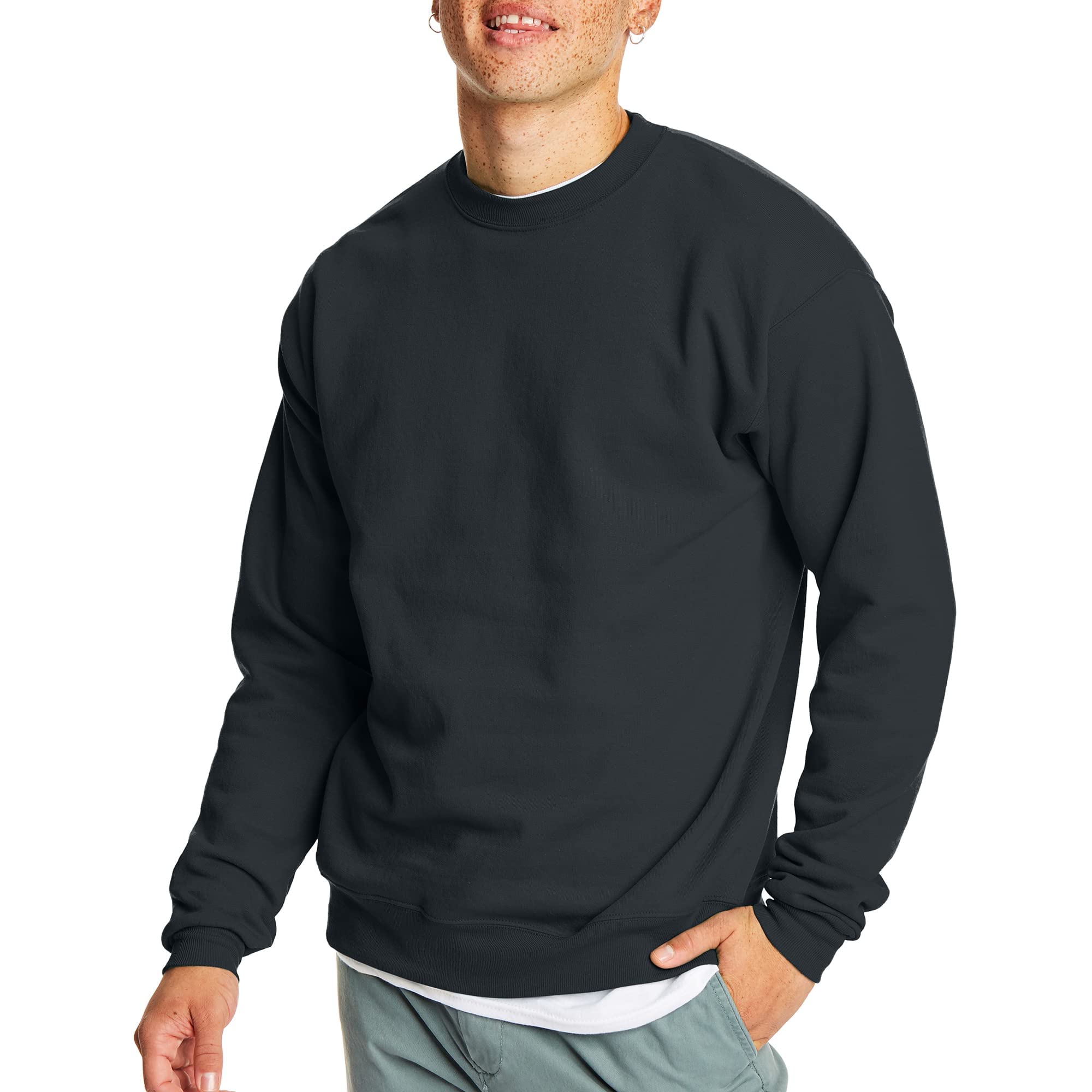 2-Pack Hanes Men's EcoSmart Fleece Crewneck Sweatshirt (Small, Black) $10.90