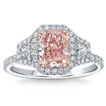 Radiant Cut 1.54 ct Center VVS1 Clarity, Fancy Pink Diamond Platinum Halo Ring $349999.99