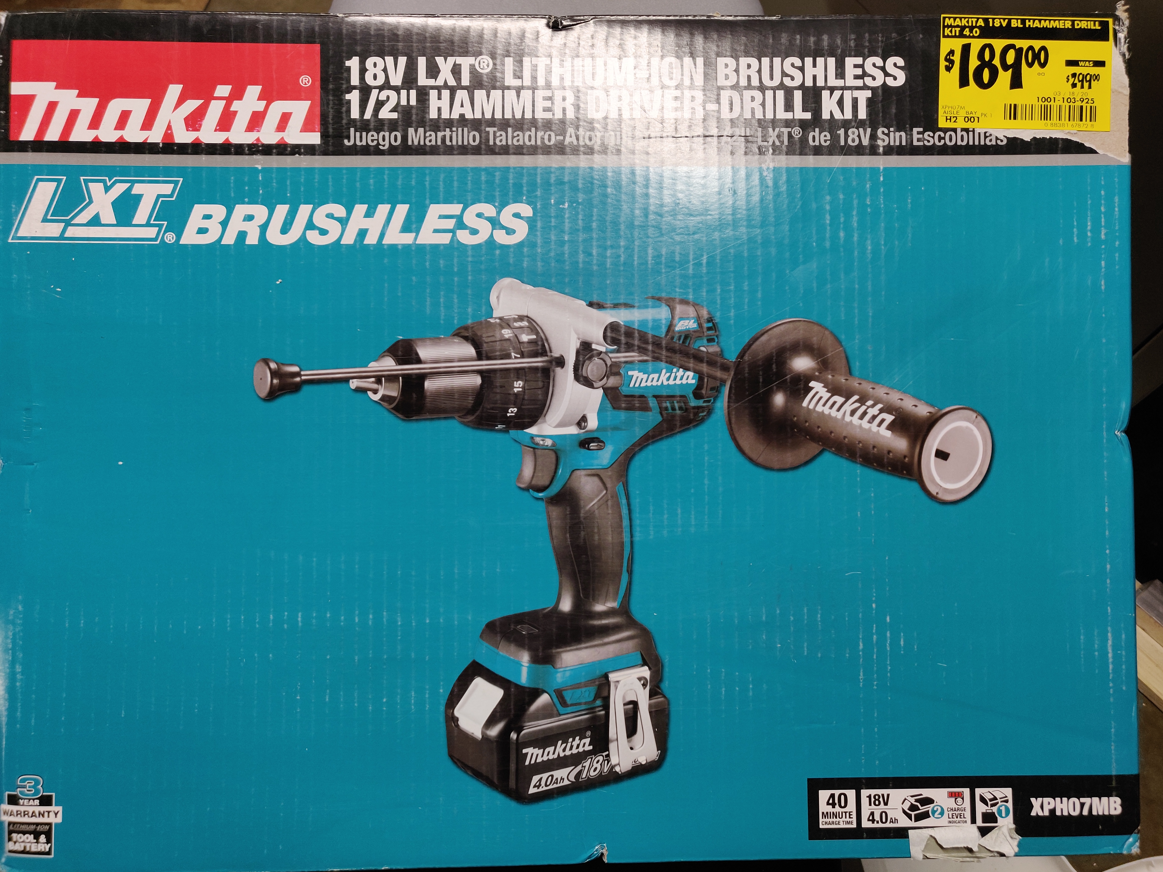 YMMV 18-Volt LXT Brushless Lithium-Ion 1/2 in. Cordless Hammer Drill Kit with (2) Batteries (4.0Ah), Charger and Hard Case $189