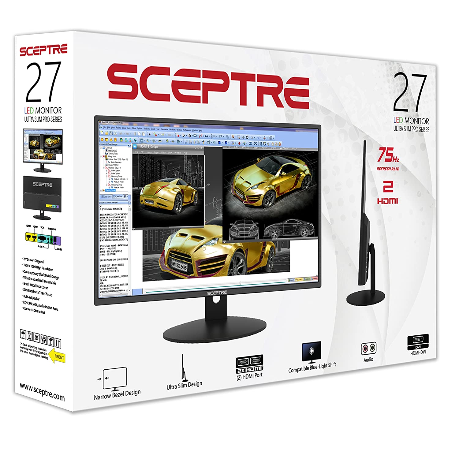 Sceptre E275W-19203R 27" Ultra Thin 1080P LED Monitor - $109.99
