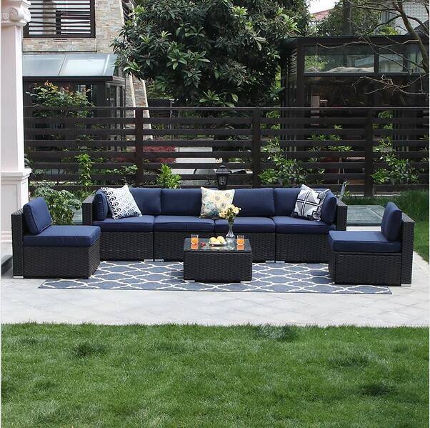 PHI VILLA 7Piece Patio Wicker Outdoor Sectional Sofa 653.65 + FS