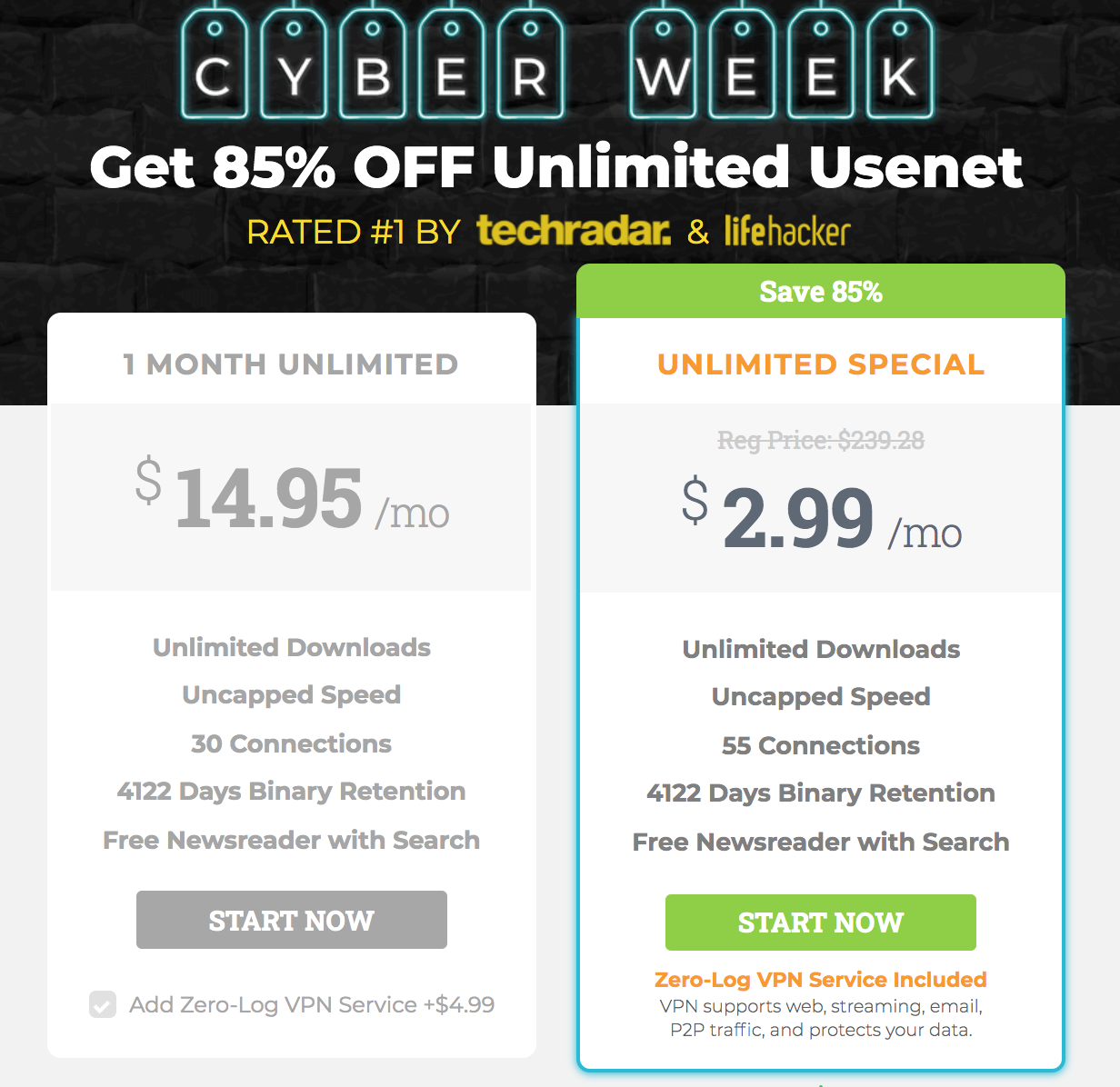 Unlimited Newshosting Usenet + VPN for $35.88/year - Lifetime Discount of 85%