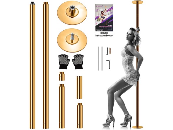 SereneLife Professional Spinning Dancing Pole - Portable & Removable Fitness Pole, Great for Training & Exercise (Gold Surface), $69.99