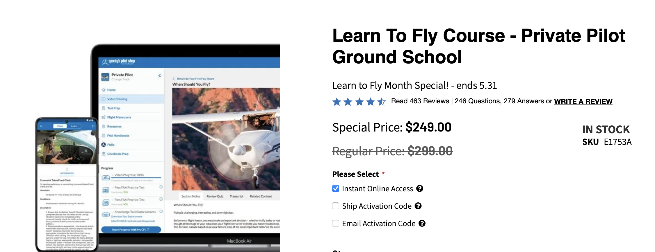 Sporty's Learn To Fly Course - Private Pilot Ground School Course $249