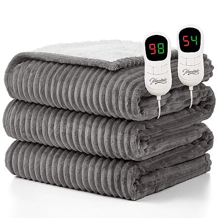 Homemate Electric Heated Blanket Queen Size - 84"x90" Heating Blanket Queen Size Dual Control 1/2/4/6/8 Hours Auto-Off 10 Heat Level Over-Heat Protection Soft Flannel $49.99