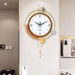 Large Wall Clock Metal Creative Decor Modern Silent Big Wall Clock Non Ticking Battery Operated Quartz Clock - $18.99