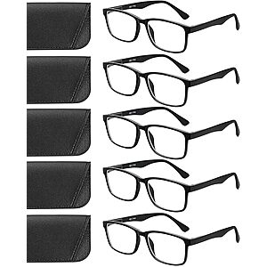 5-Pk Unisex Blue Light Blocking Reading Glasses (Various Strengths) $8 