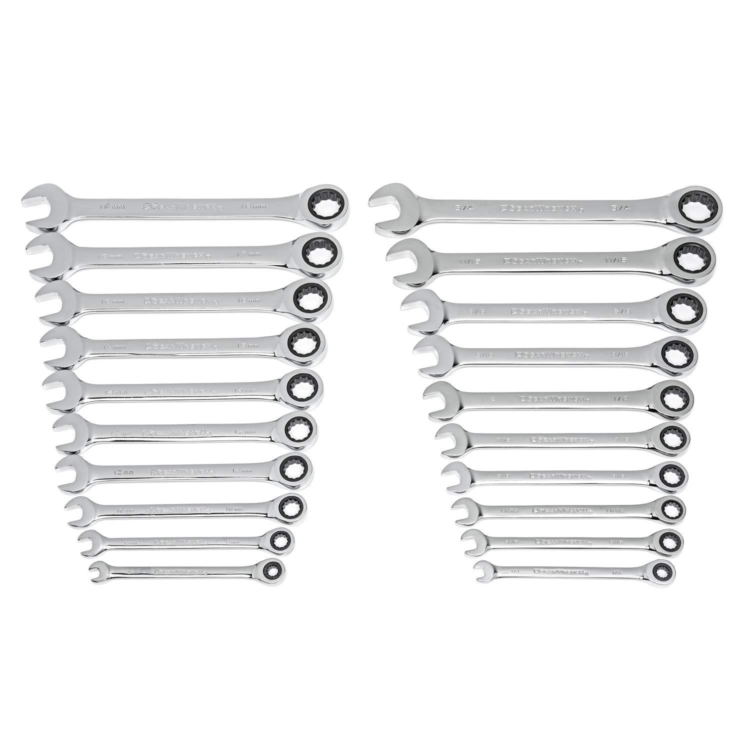 YMMV - Gearwrench SAE/Metric 72-Tooth Combination Ratcheting Wrench Tool Set (20-Piece) $39 Homedepot + FS $38.98