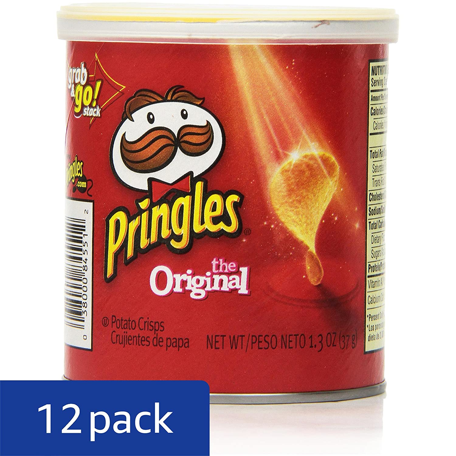 Pringles Potato Crisps Chips, Original, 1.3oz (12 Count) $6.36 @ Amazon