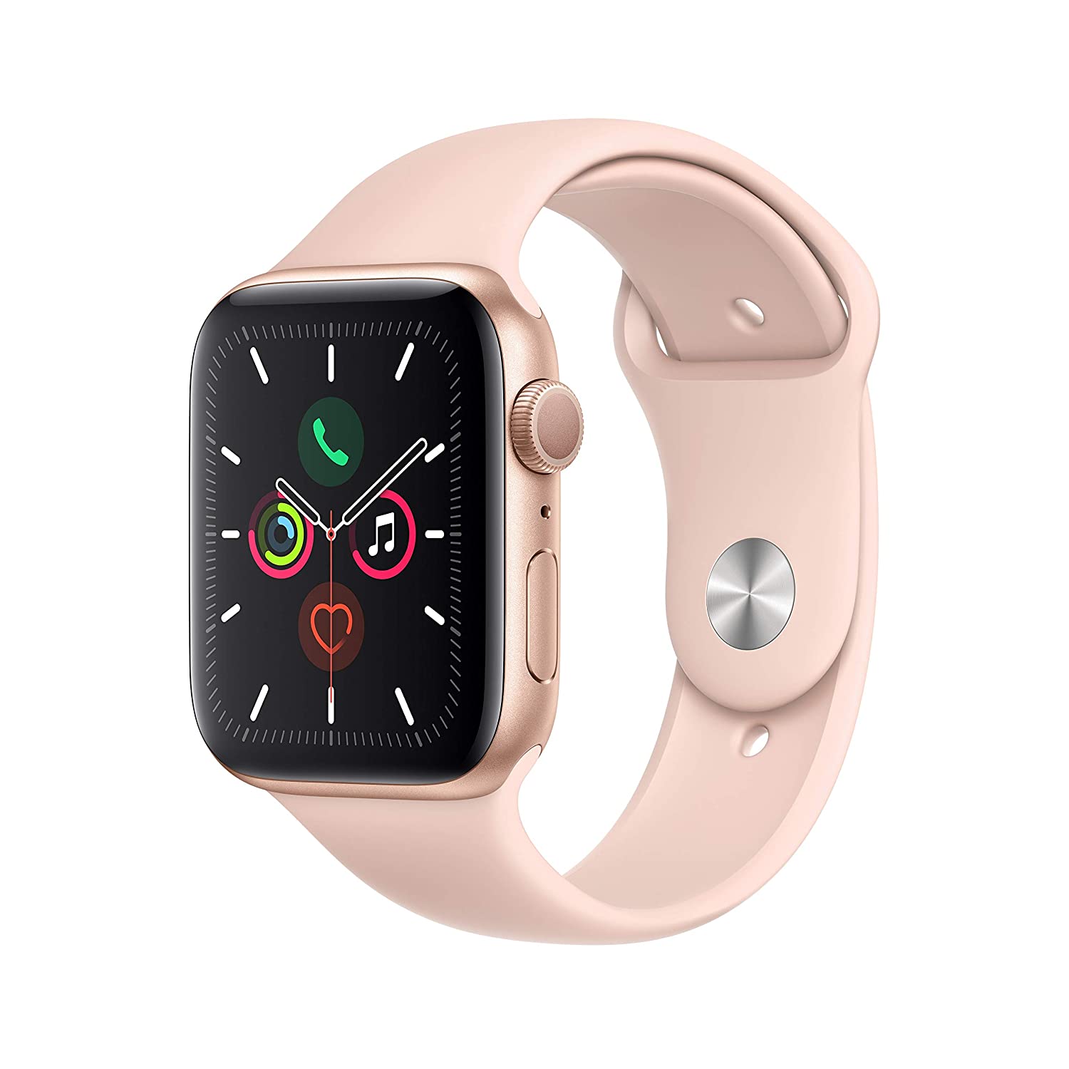 Apple Watch Series 5 (GPS, 44mm) - Gold Aluminum Case with Pink Sport Band $329 @ Amazon