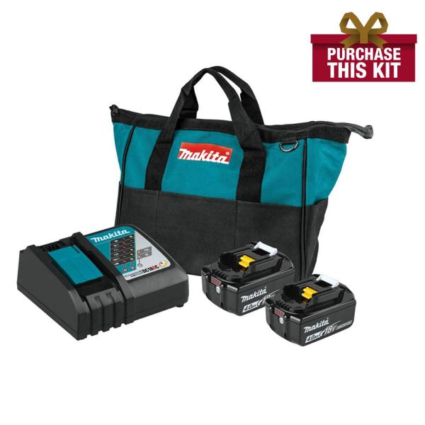 Makita 18-Volt LXT Lithium-Ion 4.0 Ah Battery and Rapid Optimum Charger Starter Pack2, plus two 5Ah. $177.56 .  YMMV