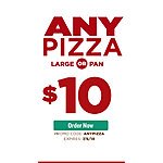 Papa John's Get Large or Pan Any Pizza any toppings for $10, using the promo code: ANYPIZZA Good through 7/6/18 Online Only