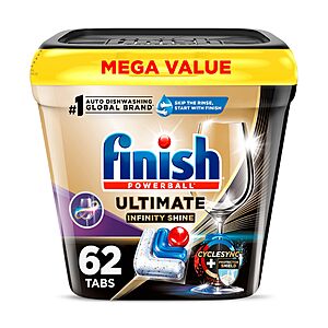 62-Count Finish Ultimate Plus Infinity Shine Dishwashing Tablets $11 w/ S&S