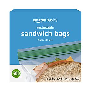 300-Count Amazon Basics Sandwich Storage Bags $4.82 @ Amazon