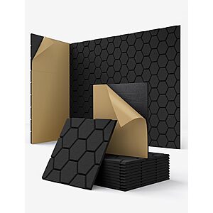 12-Pack 12" x 12" Acoustic Self-Adhesive Wall Panels $15 @ Amazon