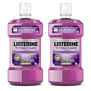 Listerine Total Care Anticavity Fluoride Mouthwash, Fresh Mint Flavor, 1 L (2 Pack) $10.05 @ Amazon