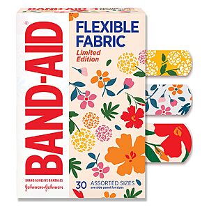 Select Accts: 30ct Band-Aid Brand Flexible Fabric Adhesive Bandages (Wildflower) $1.50 w/ Subscribe & Save