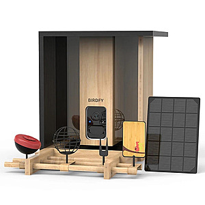 Birdfy Bamboo Dual Seed Bin Bird Feeder w/ 1080p Camera,Solar Panel $76 @ eBay