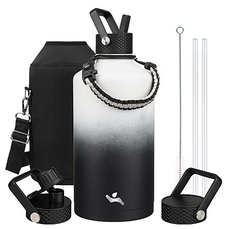 128-Oz Konokyo Insulated Stainless Steel Water Bottle w/ 3x Lids, Paracord & Pouch $21.39 @ Amazon