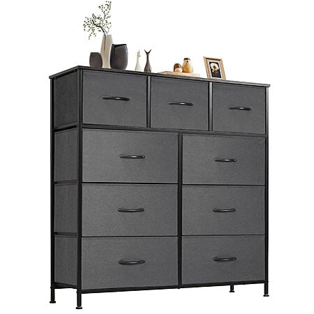 DUMOS 9-Drawer Dresser with Fabric Bins $40 @ Amazon