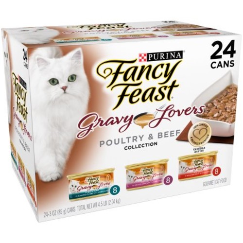 (24 Pack) Fancy Feast Gravy Wet Cat Food Variety Pack, Gravy Lovers Poultry & Beef Feast Collection, 3 oz. Cans $11.91