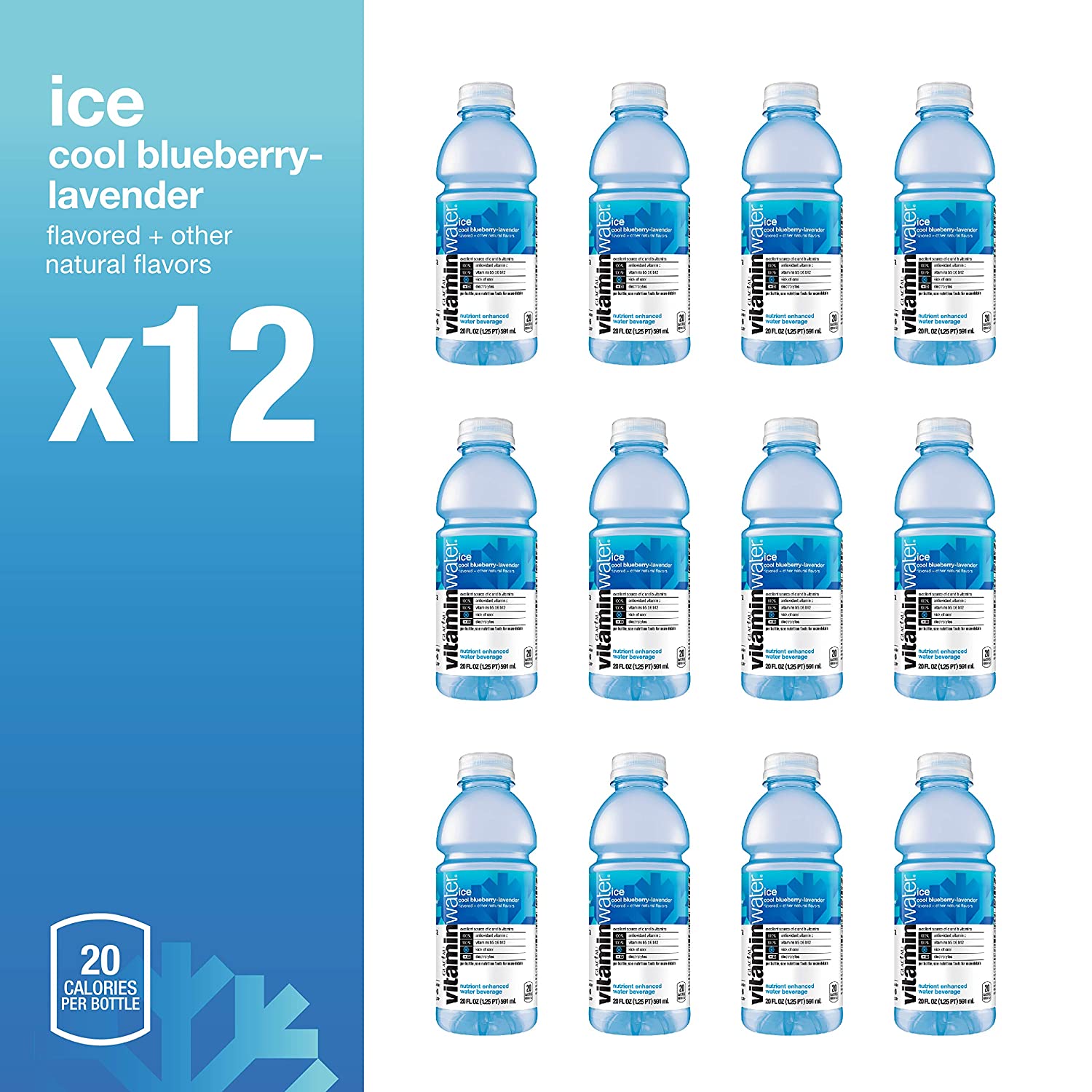 Vitaminwater electrolyte enhanced water w/ vitamins, ice cool blueberry-lavender, 20 fl. oz (Pack of 12) $11.40