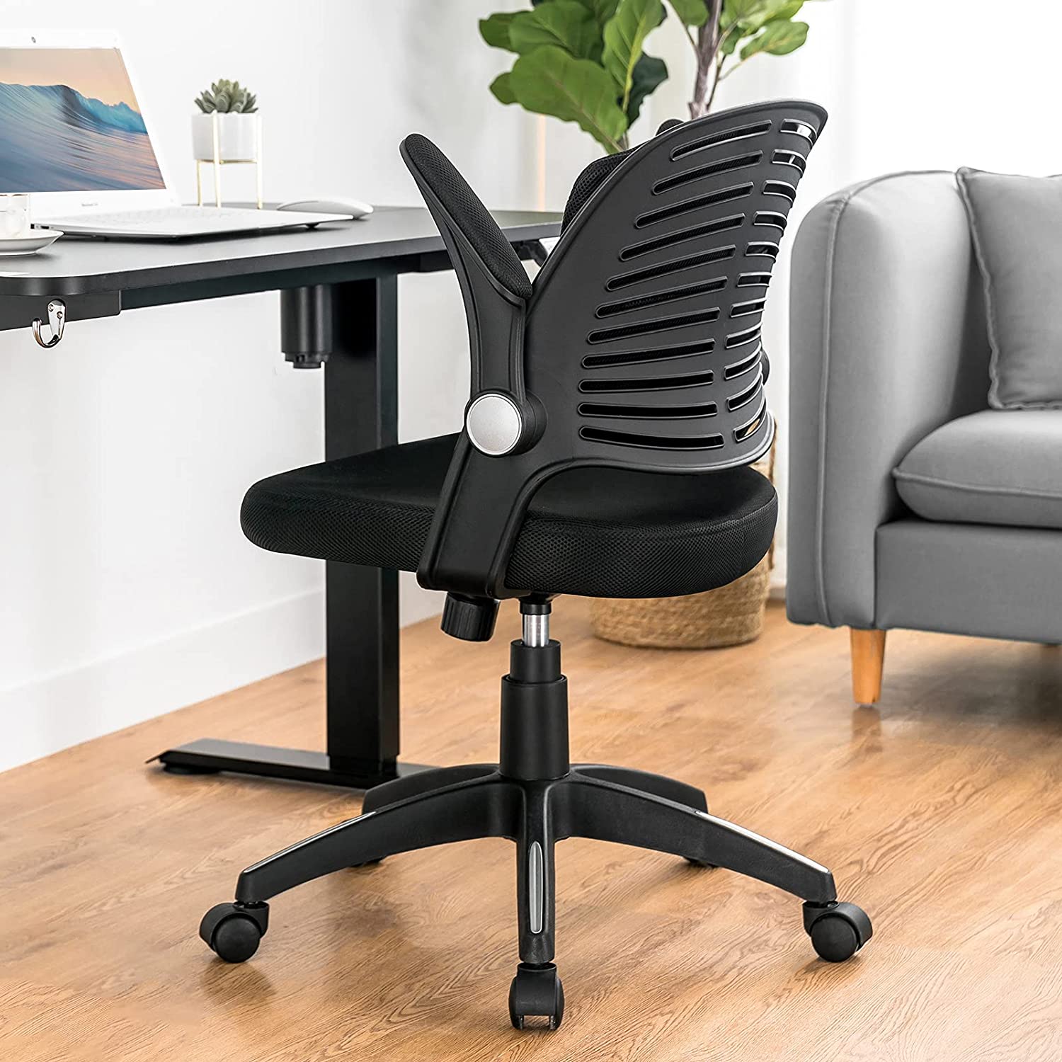 COMHOMA Ergonomic Mesh Office Chair, Comfortable Mid Back Home Task Chair with Flip-up Armrest, White and black from $50.99-55.24 + FS