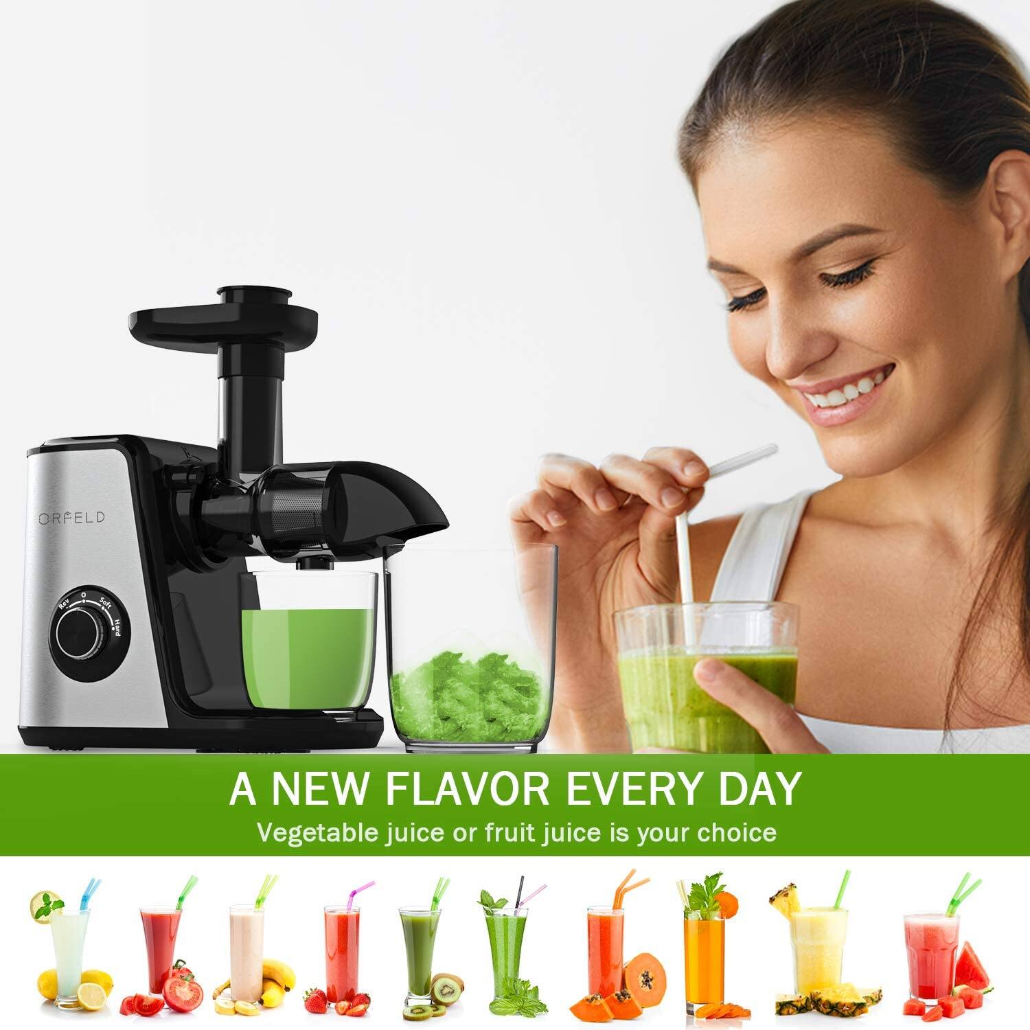 ORFELD Juicer Machines, Slow Masticating Juicer Extractor $64.49 + FS with PRIME