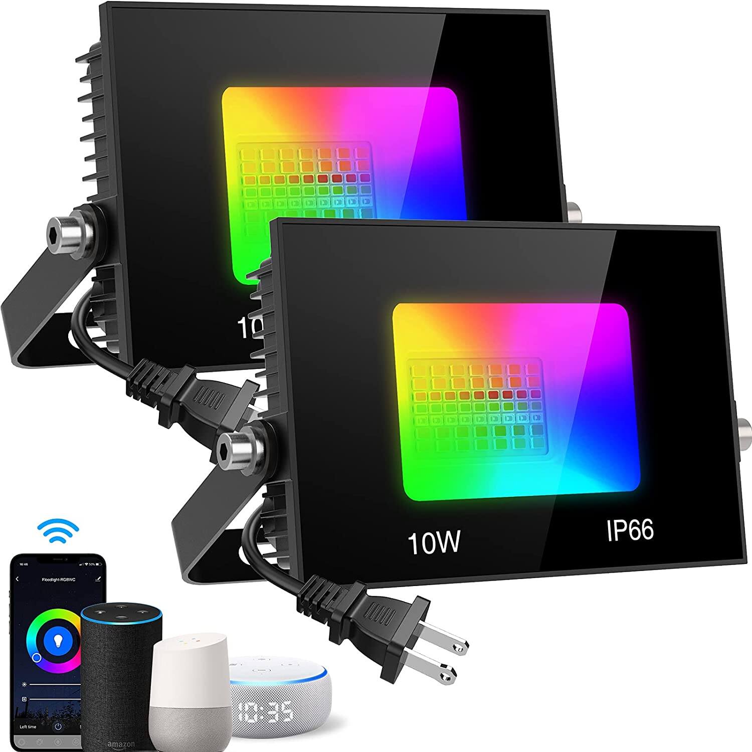 Olafus 2 Pack Smart WiFi RGBCW Flood Lights,10W for $25.19,30W for $32.19,50W for $46.89 +FS with PRIME