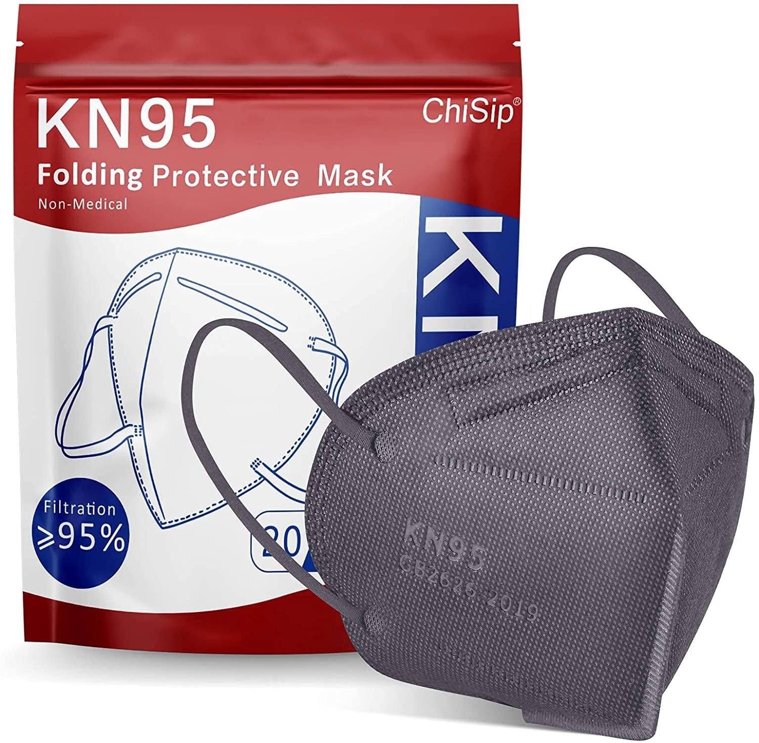 Chisip 20 pcs Gray/White KN95 Face Masks for Men & Women Up to 64%OFF Only $6.47 + free shipping