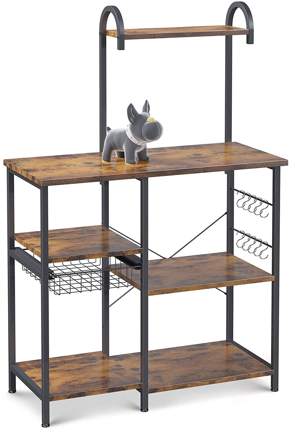 3-Tier+4-Tier Kitchen Bakers Rack, Microwave Oven Stand, Coffee Bar Table, Rustic Brown for $75.64/Beige White for 76.49 + Free Shipping with PRIME