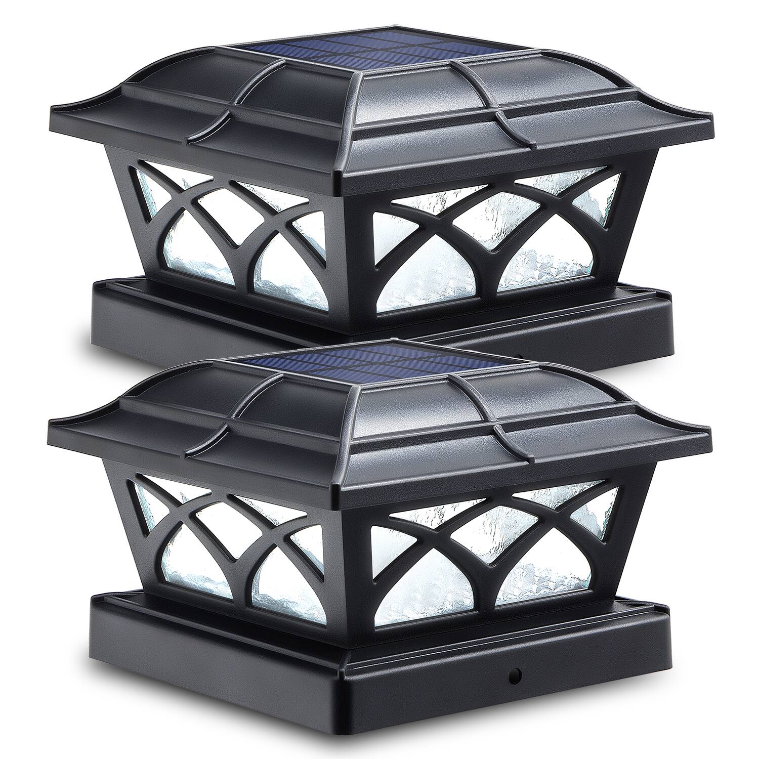 Siedinlar 2-Pack Glass Solar Post Lights 2 Modes Black for 4x4 5x5 6x6 Posts $17.74 + Free Shipping