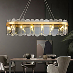 Homary 12-Light Tiered Smokey Gray Glass Island Light with Oval Frame Flash Sale at $216.99   + Free Shipping