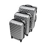 Aleko LG52 ABS Suitcase Set of 3 - Silver Diamond Pattern:  $71.27 AC + FS