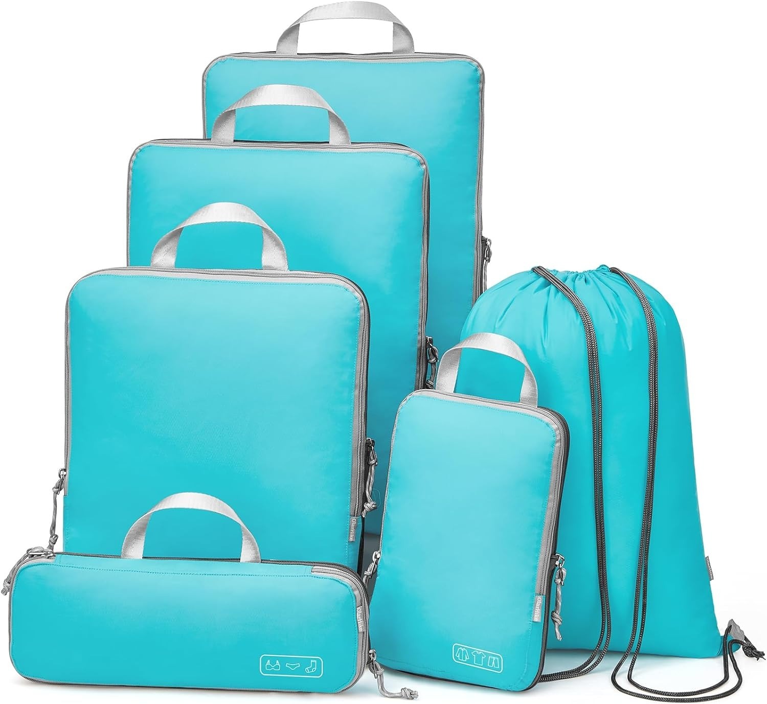 OlarHike 6 Set Compression Packing Cubes for Suitcases,Travel Essentials, Expandable Travel Cubes for Carry-on Suitcases (Cyan) $16.99+ FS w/PRIME