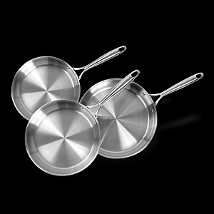 Brandless.com: 5-ply clad stainless steel Frying Pans Set includes sizes 12”, 10”, and 8”  $  60 + Free Shipping
