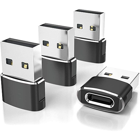 4-Pack Elebase USB 2.0 Type-C to USB Type-A Adapters (Black) $3.50