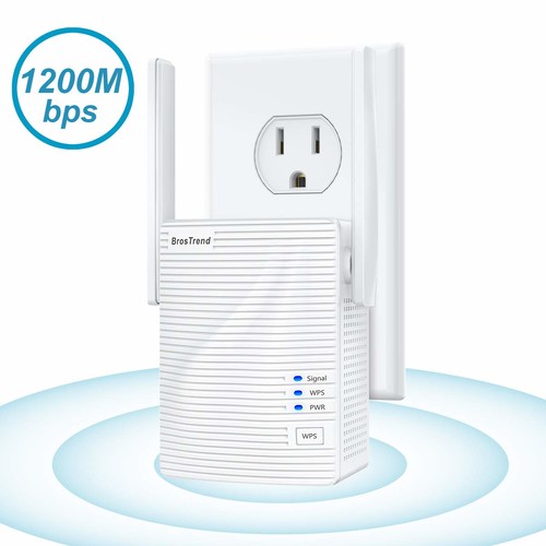 BrosTrend 1200Mbps WiFi Range Extender, Dual Band Supported with 2 External Antennas, $24.59 + FS