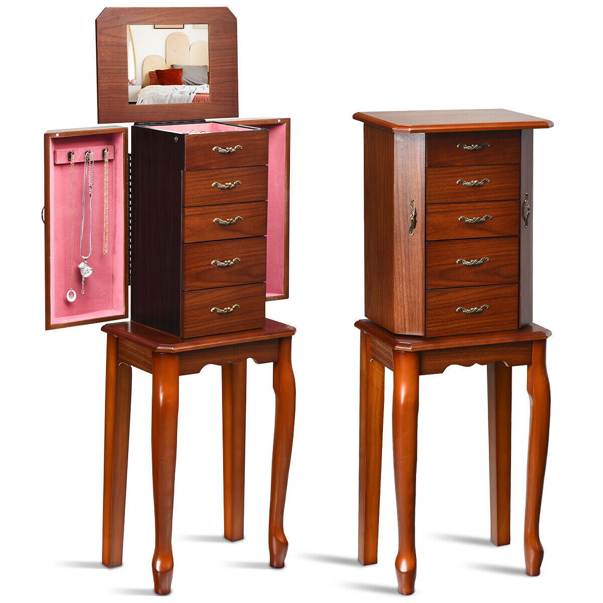 Jewelry Cabinet Armoire Storage Chest Stand Organizer - $60.95 + Free Shipping