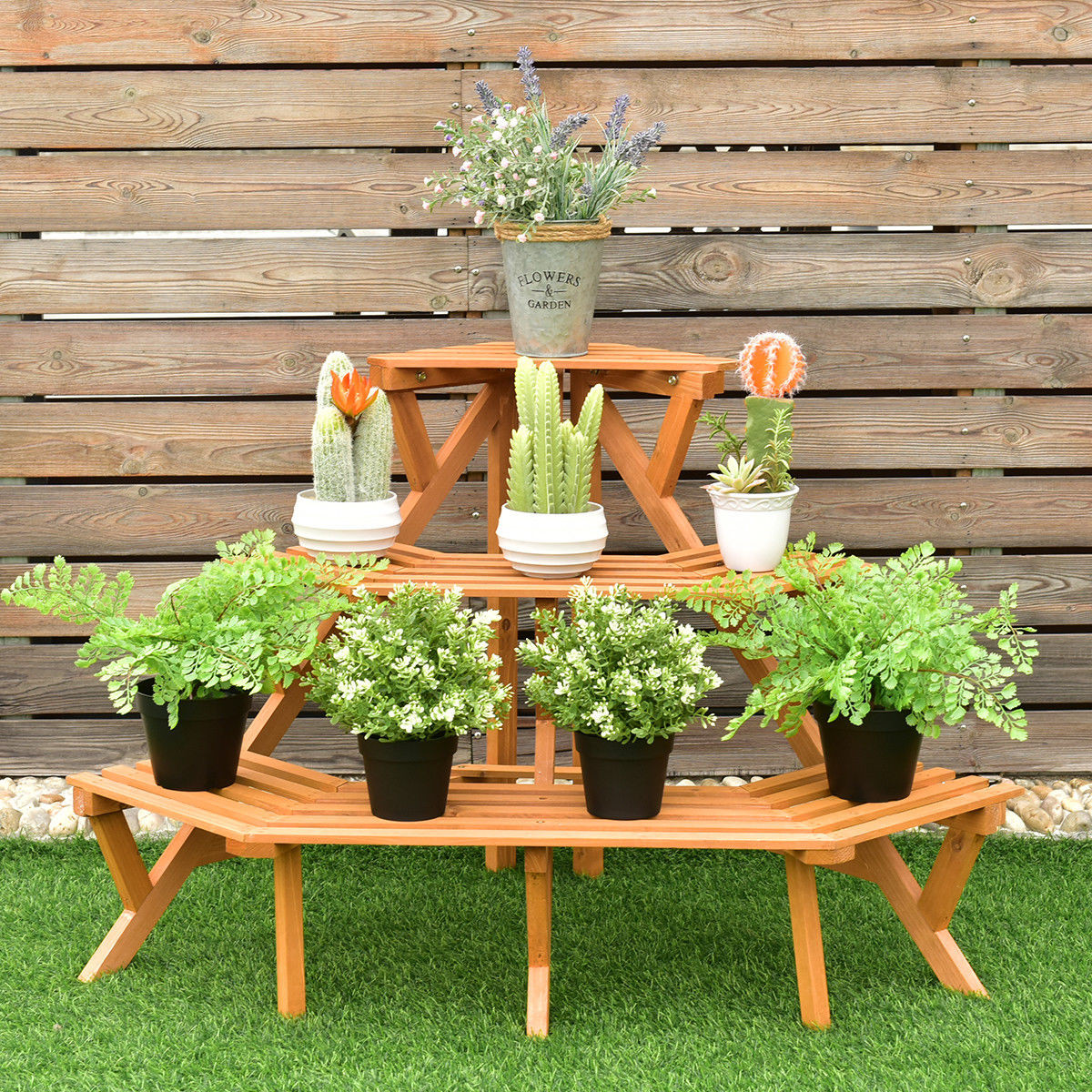 3 Tiers Wooden Corner Plant Ladder Pot Holder Rack - $49.00 + Free shipping